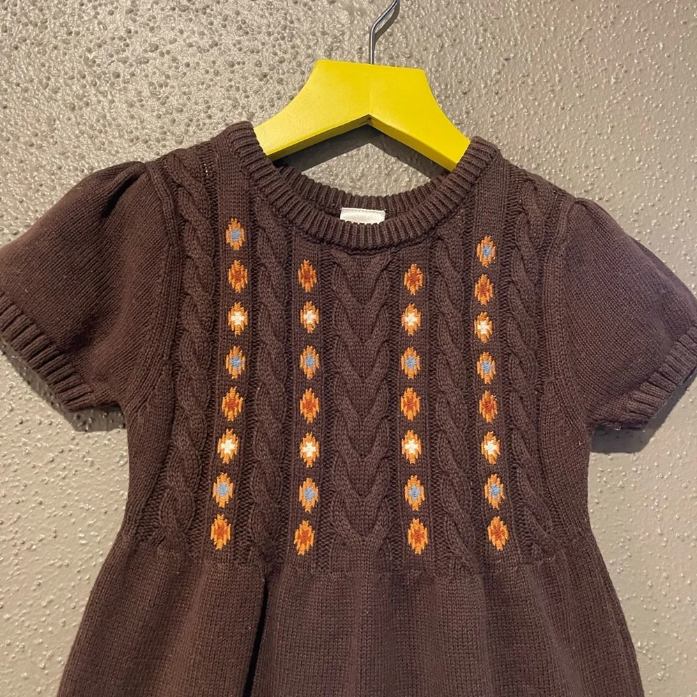 Gymboree Girls Intarsia Bear Sweater Dress - Montana Mountain - Brown